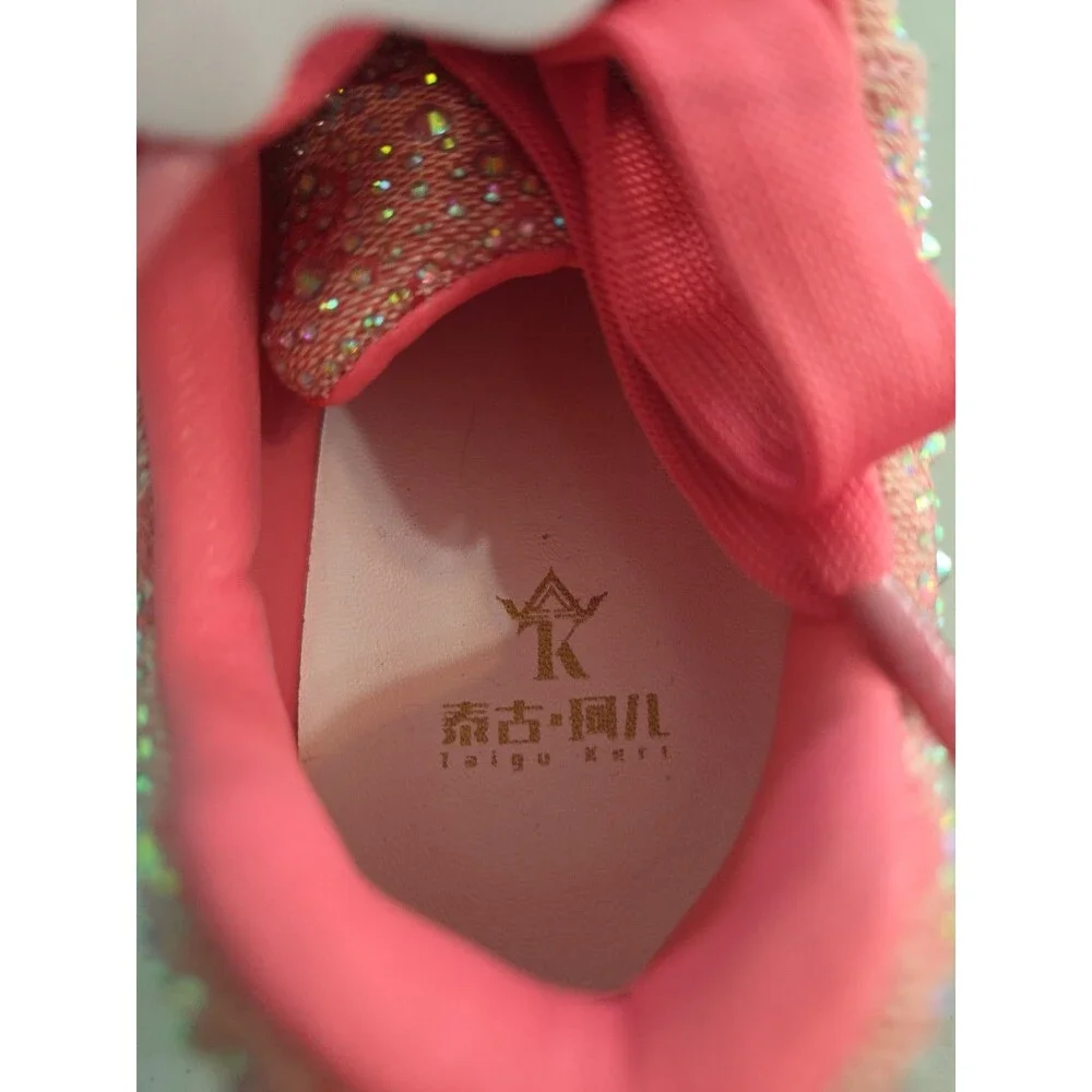 Dazzle Cush Bright Hot Pink Neon Rhinestone Comfy Platform Sneakers Tennis Shoes